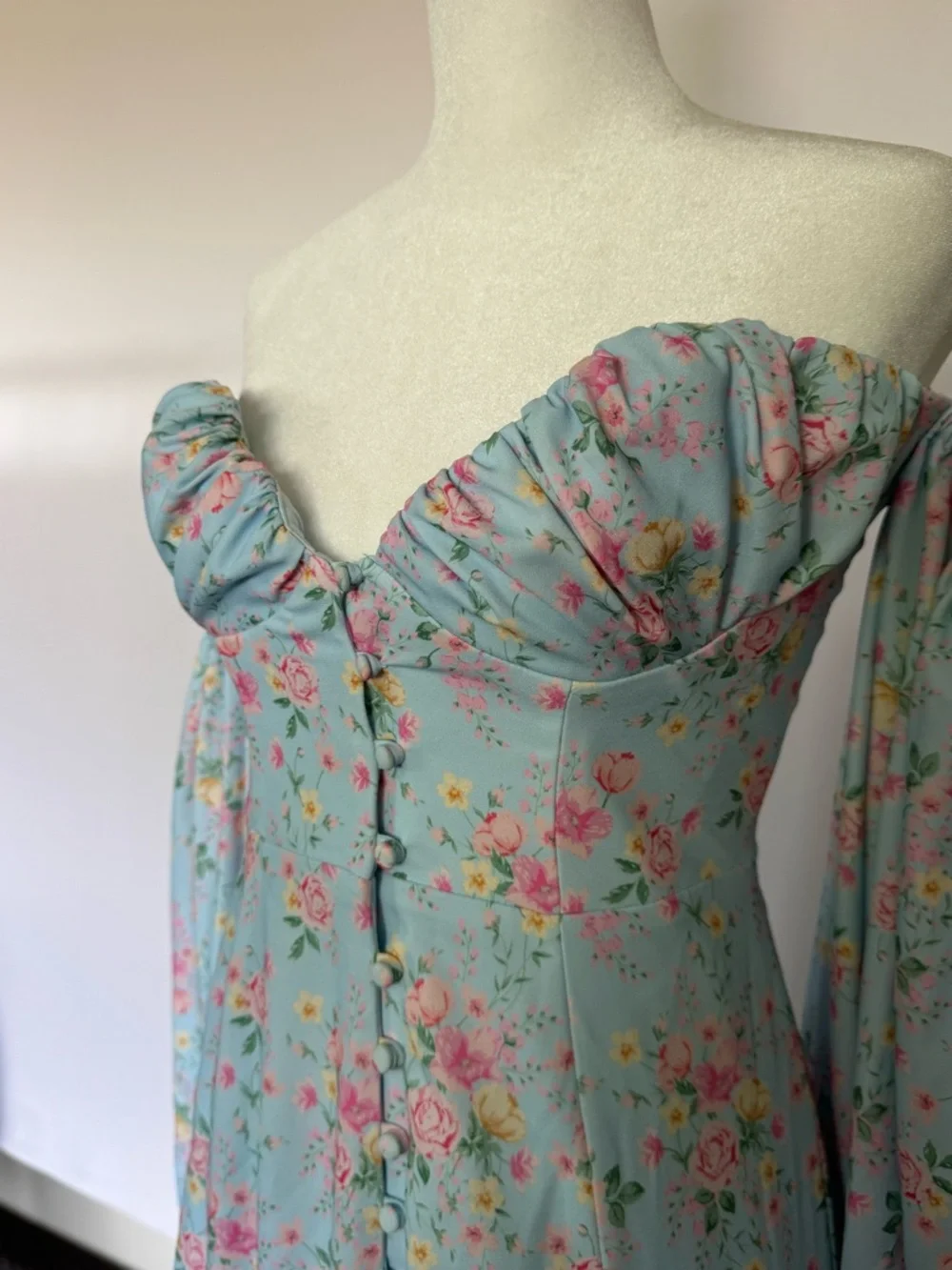 House of CB Blue Floral Off-Shoulder Maxi Dress - Picture 5 of 8